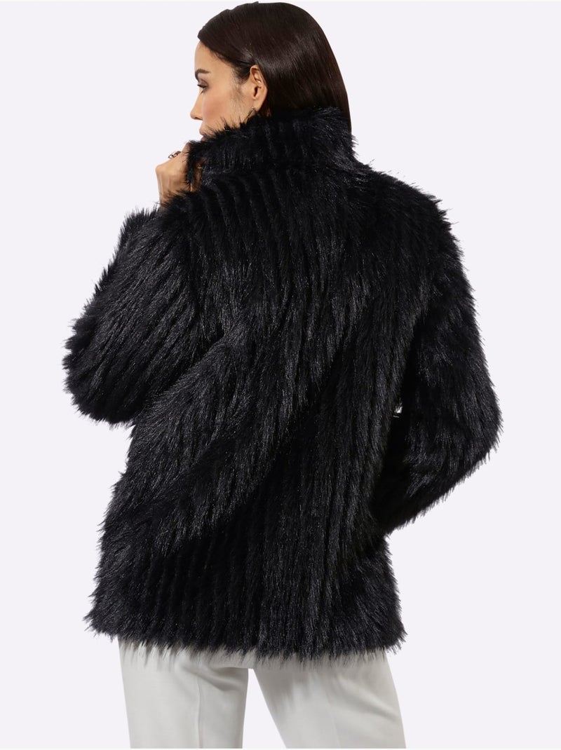 Veste Imitation Fourrure Forme Affinante - Taille Standard - Helline Noir - Kiabi
