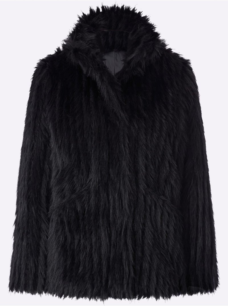 Veste Imitation Fourrure Forme Affinante - Taille Standard - Helline Noir - Kiabi