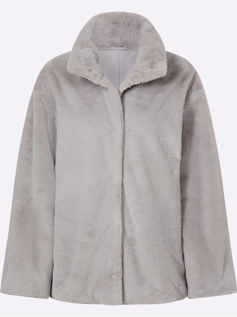 Veste Imitation Fourrure Imitation Fourrure De Qualité - Taille Standard - Helline Gris clair - Kiabi