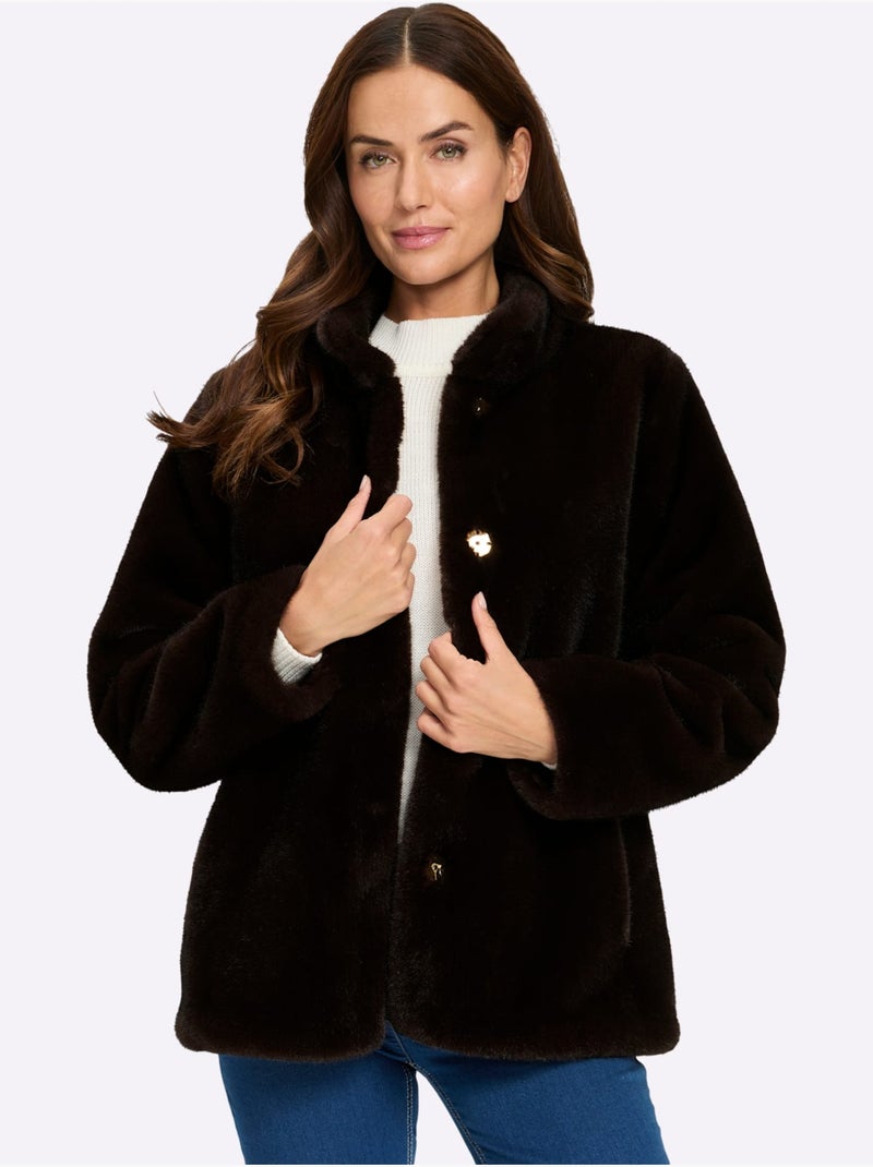Veste Imitation Fourrure Imitation Fourrure De Qualité - Taille Standard - Helline Marron/Choco - Kiabi