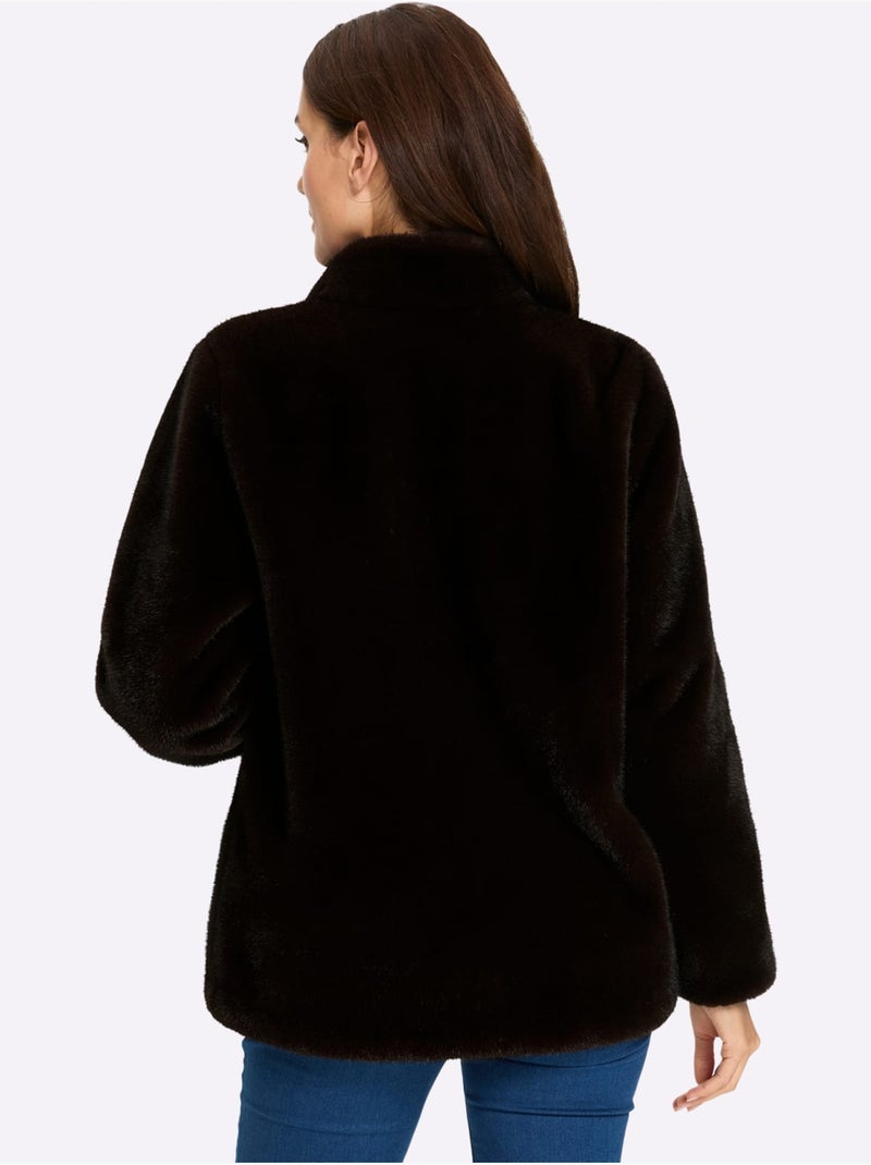 Veste Imitation Fourrure Imitation Fourrure De Qualité - Taille Standard - Helline Marron/Choco - Kiabi