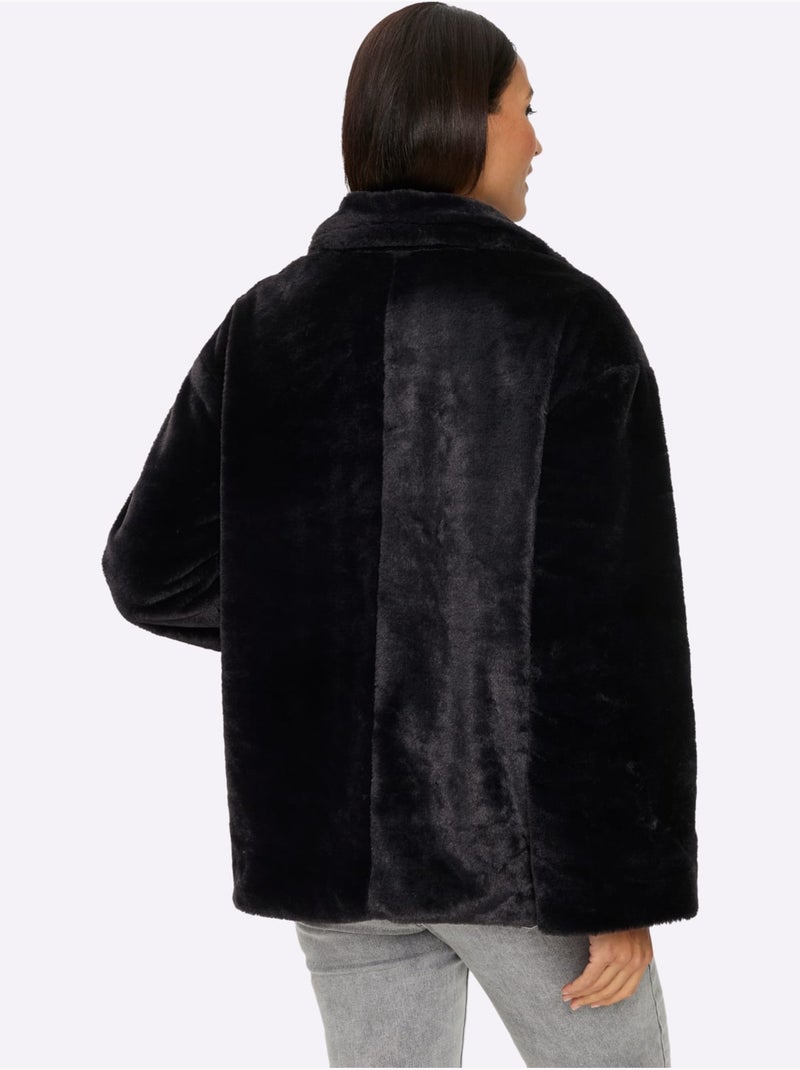 Veste Imitation Fourrure Imitation Fourrure De Qualité - Taille Standard - Helline Noir - Kiabi