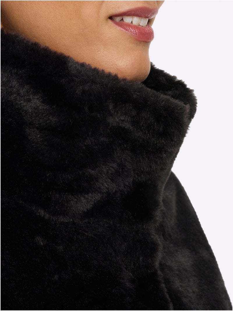 Veste Imitation Fourrure Imitation Fourrure De Qualité - Taille Standard - Helline Noir - Kiabi