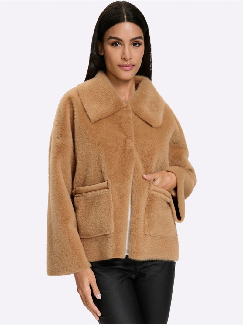 Veste imitation fourrure imitation fourrure douce - taille standard - helline Doré - Kiabi