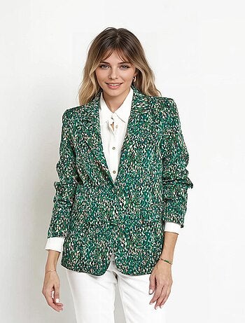 Veste imprimé arty, col tailleur