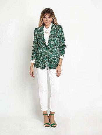 Veste imprimé arty, col tailleur