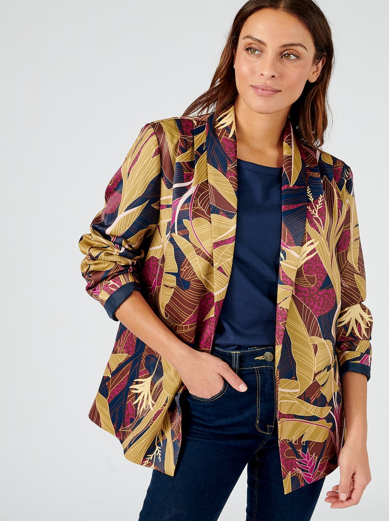 Veste imprimé tropical envers satin - Damart Bleu - Kiabi
