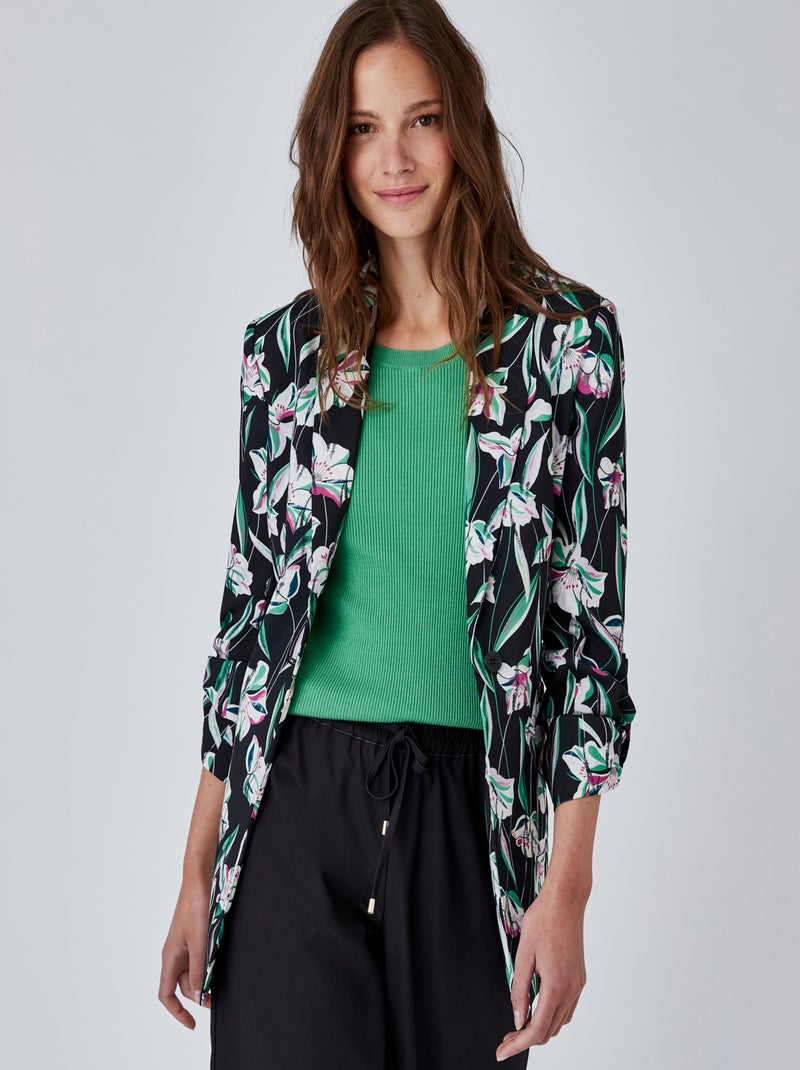 Veste imprimée en satin mat - Damart Noir - Kiabi