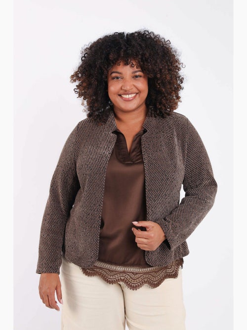 Veste jacquard bicolore avec lurex PAPRIKA - Kiabi