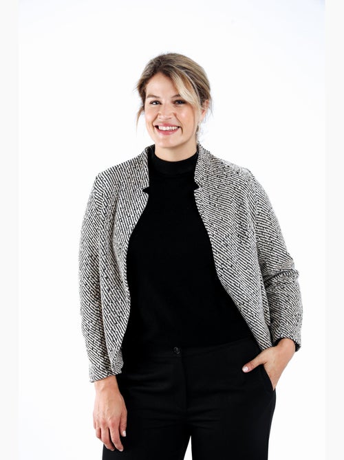 Veste jacquard bicolore avec lurex PAPRIKA - Kiabi