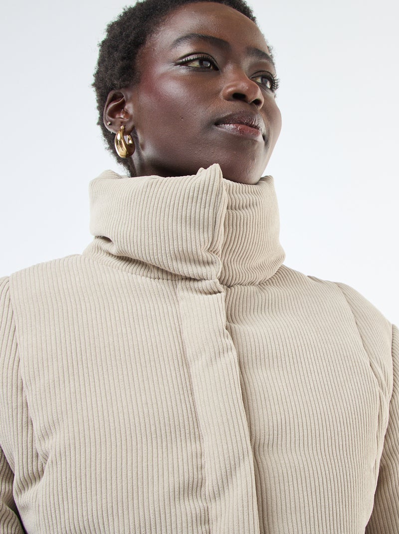 Veste 'JDY' matière côtelée avec col enveloppant Beige - Kiabi