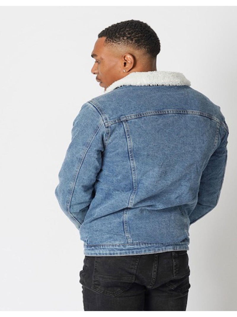 Veste jean sherpa Kebello Bleu ciel - Kiabi