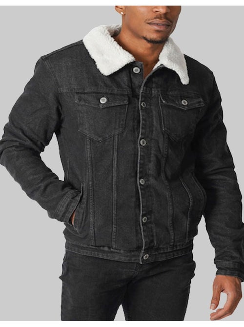 Veste jean sherpa Kebello - Kiabi