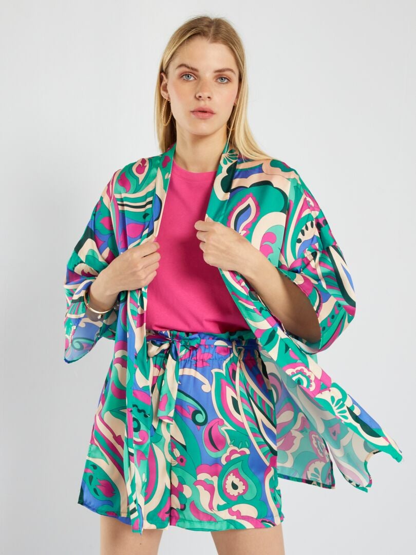 Veste kimono avec imprimé Multicolore - Kiabi