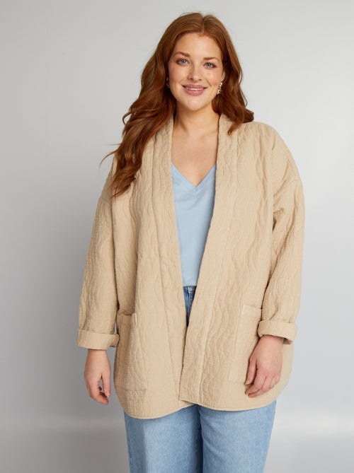 Veste kimono matelassée avec ceinture - Kiabi