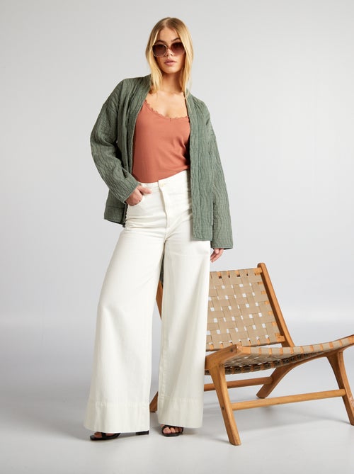 Veste kimono matelassée avec ceinture - Kiabi