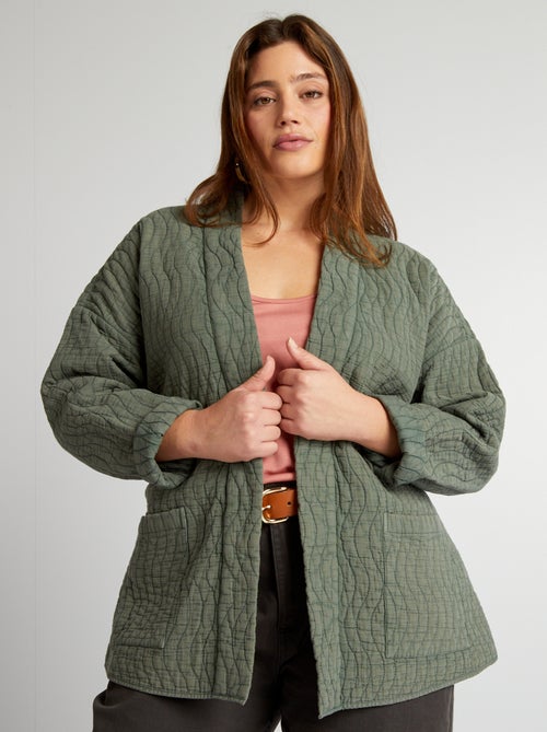Veste kimono matelassée avec ceinture - Kiabi