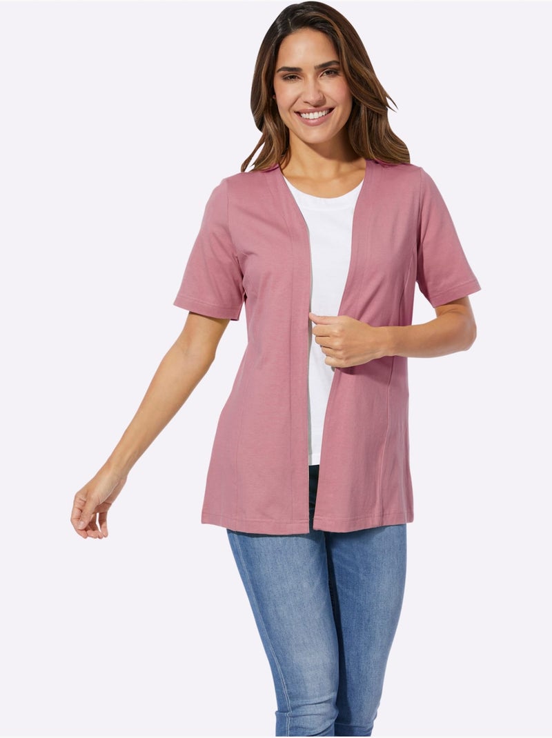 Veste légère à coupe ouverte et manches courtes - Taille standard - Moda Vilona Rose - Kiabi