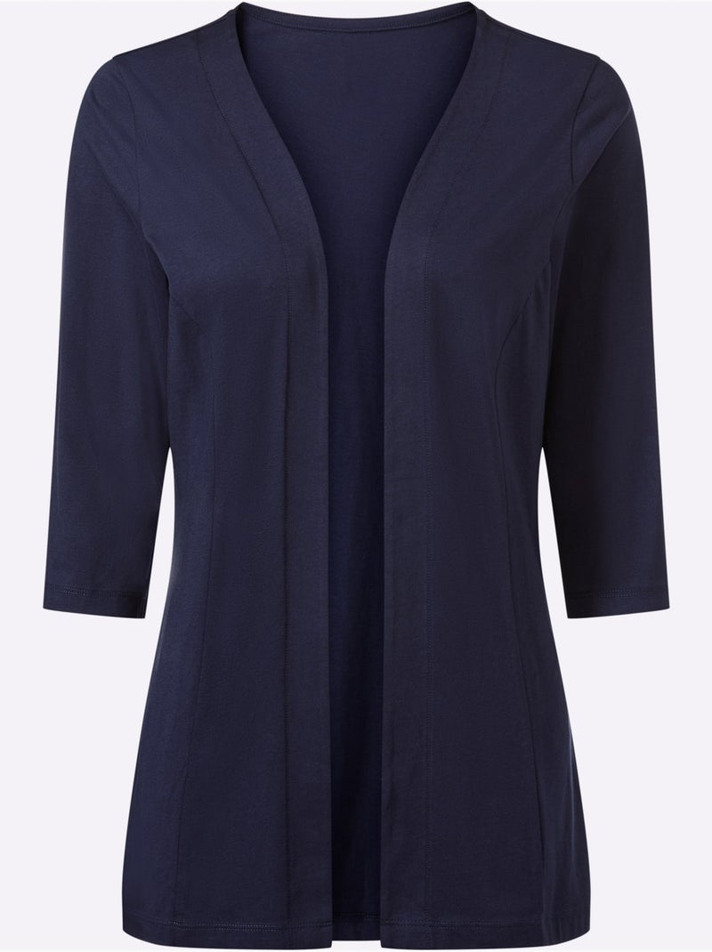 Veste légère à manches 3/4 avec coutures princesse - Taille standard - Moda Vilona Bleu marine - Kiabi