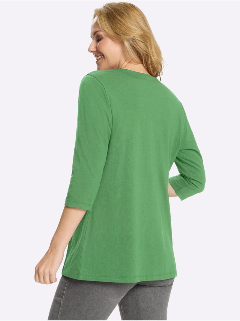 Veste légère à manches 3/4 avec coutures princesse - Taille standard - Moda Vilona Vert clair - Kiabi