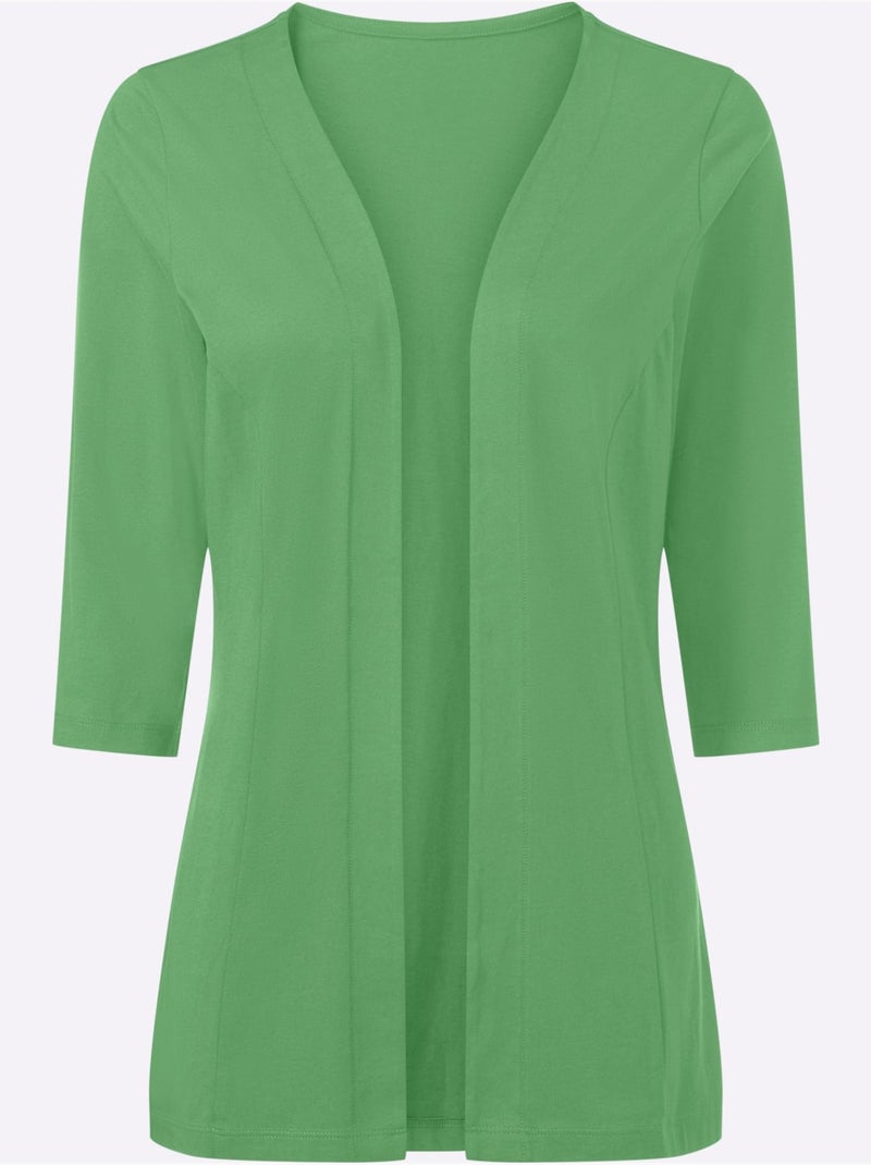 Veste légère à manches 3/4 avec coutures princesse - Taille standard - Moda Vilona Vert clair - Kiabi