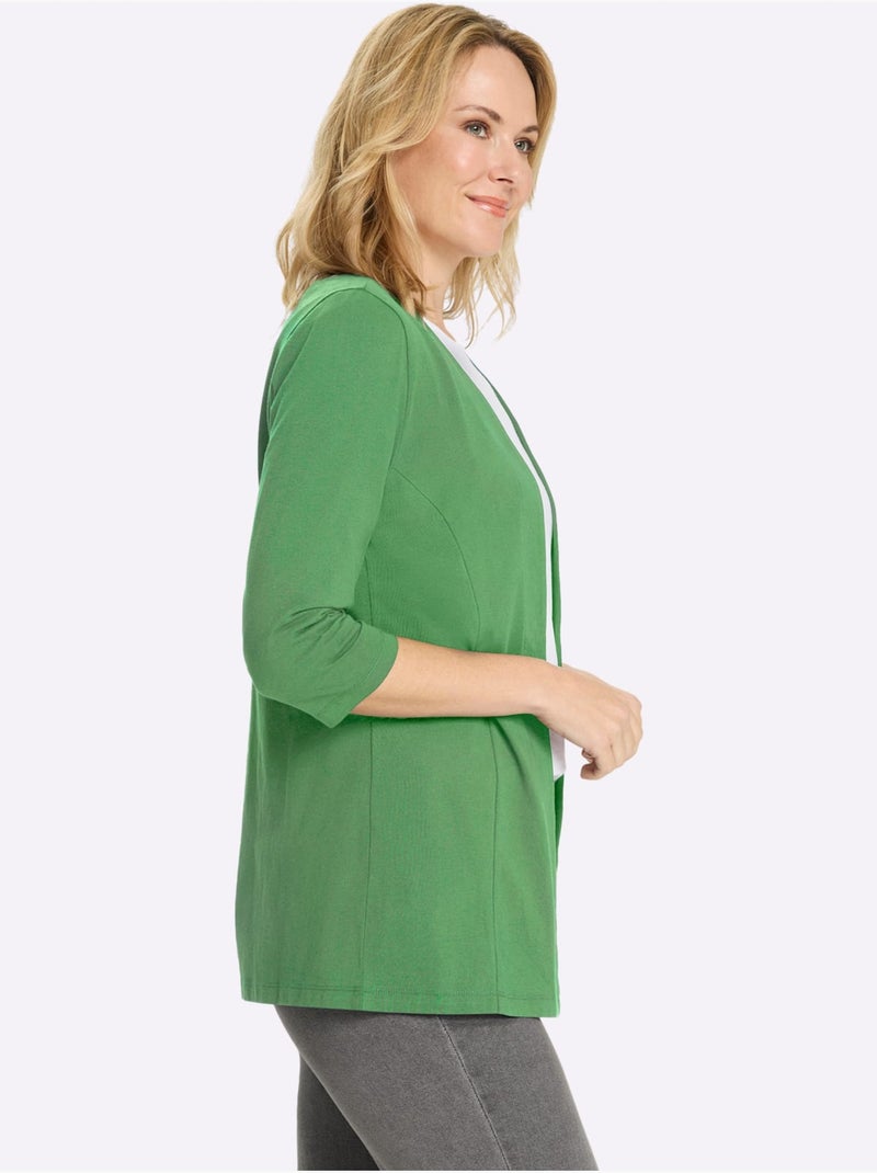 Veste légère à manches 3/4 avec coutures princesse - Taille standard - Moda Vilona Vert clair - Kiabi