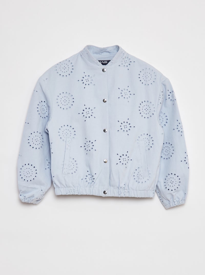 Veste légère avec broderie anglaise BLEU - Kiabi