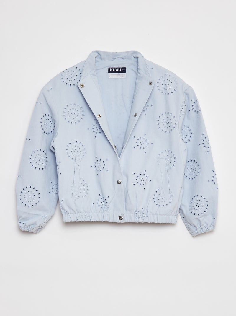 Veste légère avec broderie anglaise BLEU - Kiabi