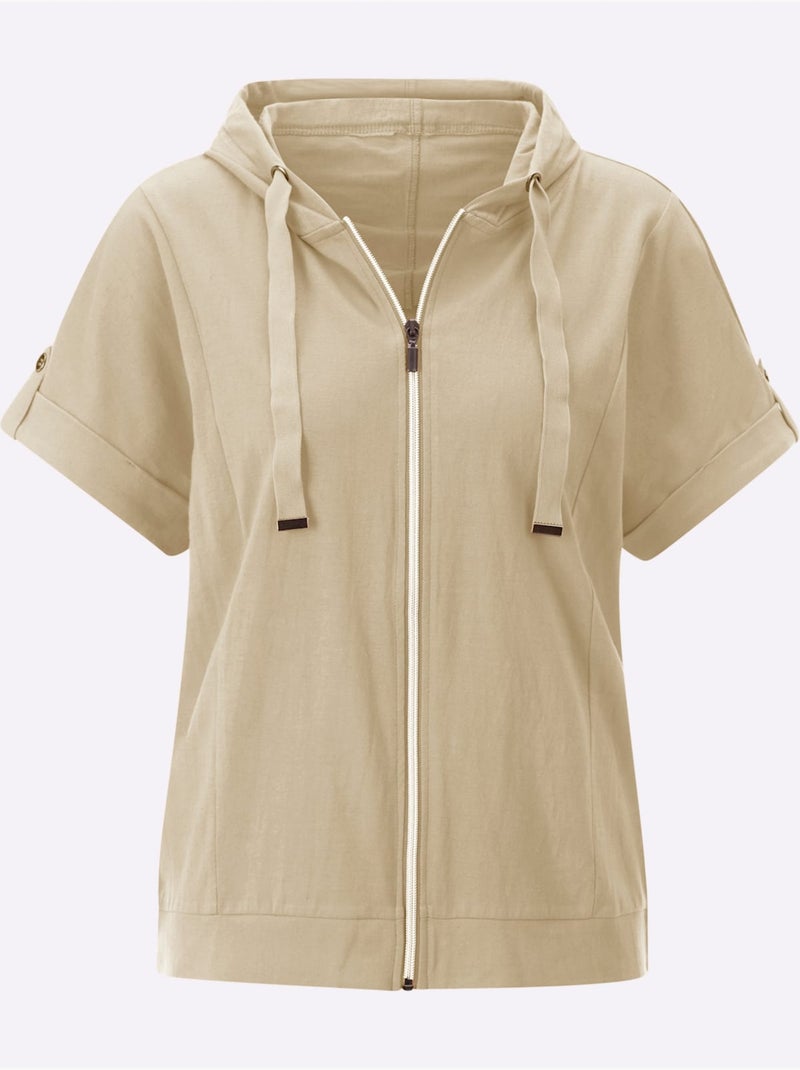Veste légère avec capuche et glissière pratique - Taille standard - Moda Vilona Beige - Kiabi