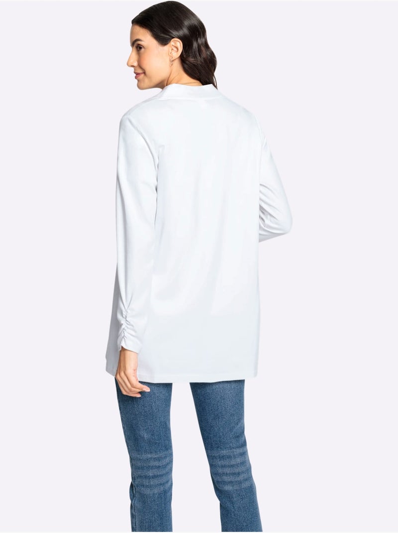 Veste légère avec coupe ouverte et fronces aux manches longues - Taille standard - Witt Blanc - Kiabi