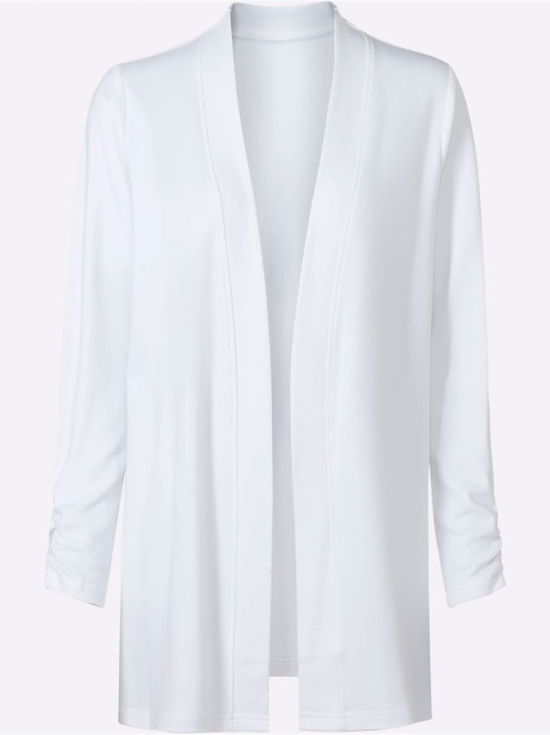 Veste légère avec coupe ouverte et fronces aux manches longues - Taille standard - Witt Blanc - Kiabi