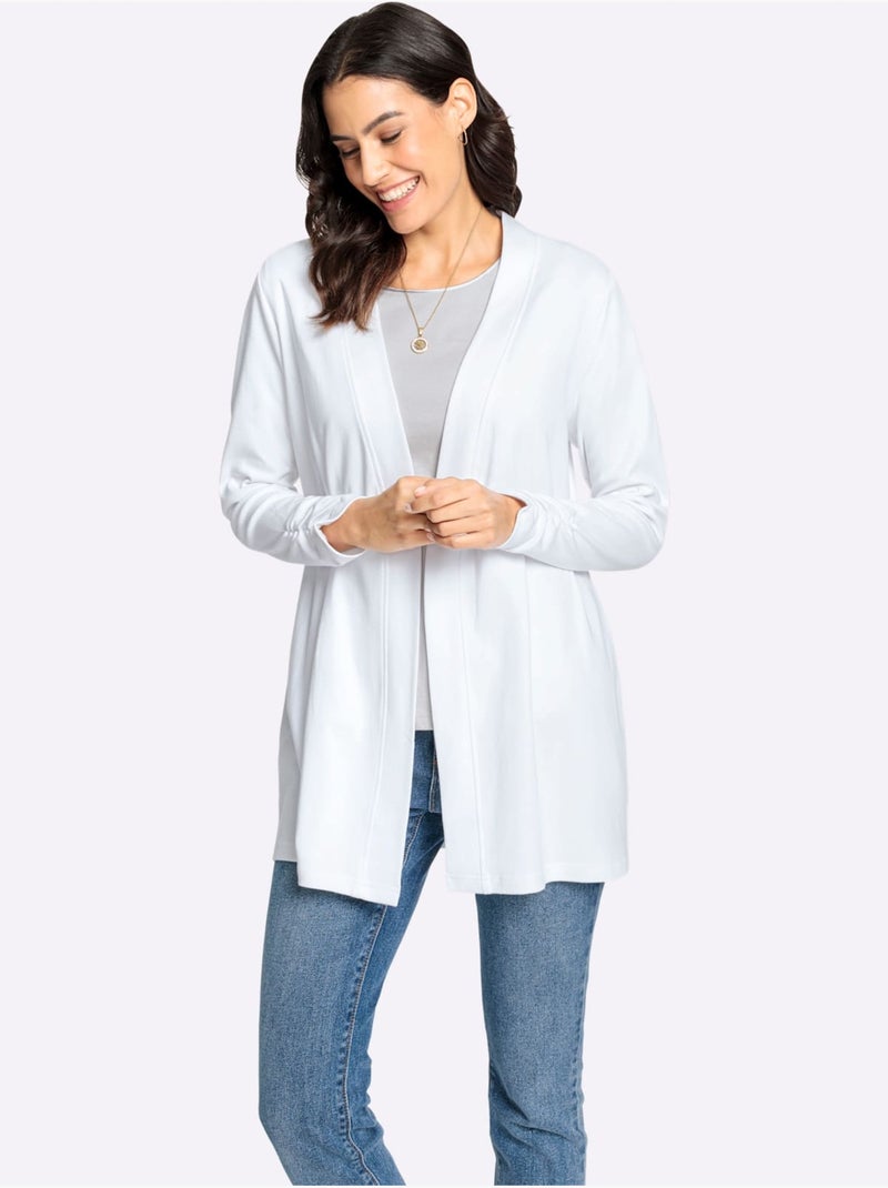 Veste légère avec coupe ouverte et fronces aux manches longues - Taille standard - Witt Blanc - Kiabi