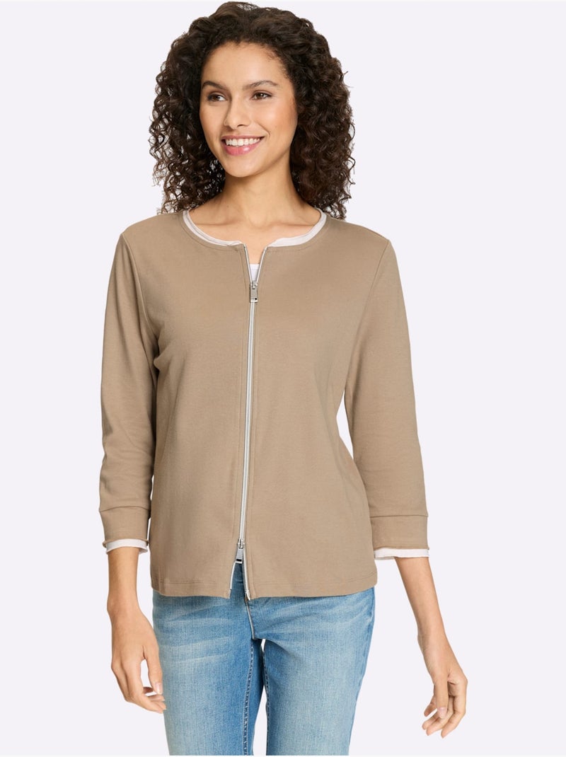 Veste Légère Bordures Larges Contrastées - Taille Standard - Helline Beige - Kiabi
