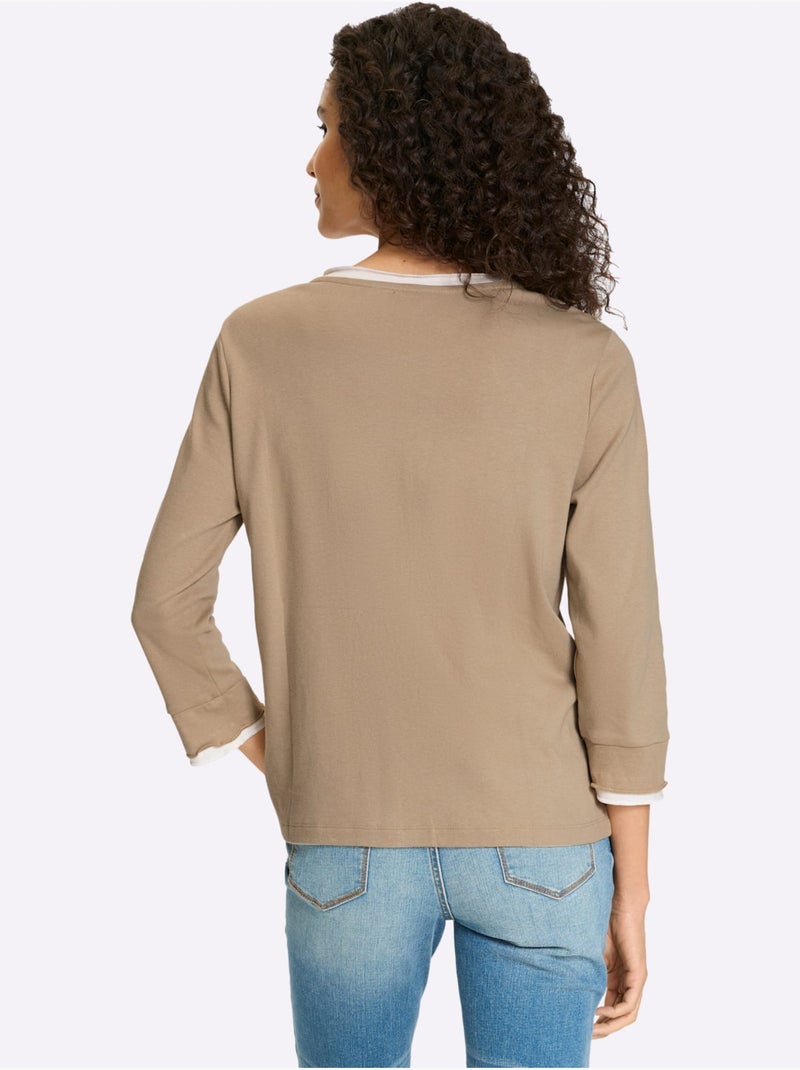 Veste Légère Bordures Larges Contrastées - Taille Standard - Helline Beige - Kiabi
