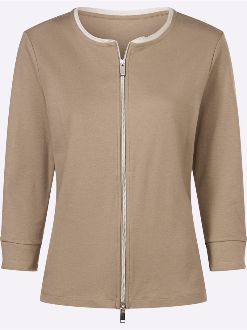 Veste Légère Bordures Larges Contrastées - Taille Standard - Helline Beige - Kiabi