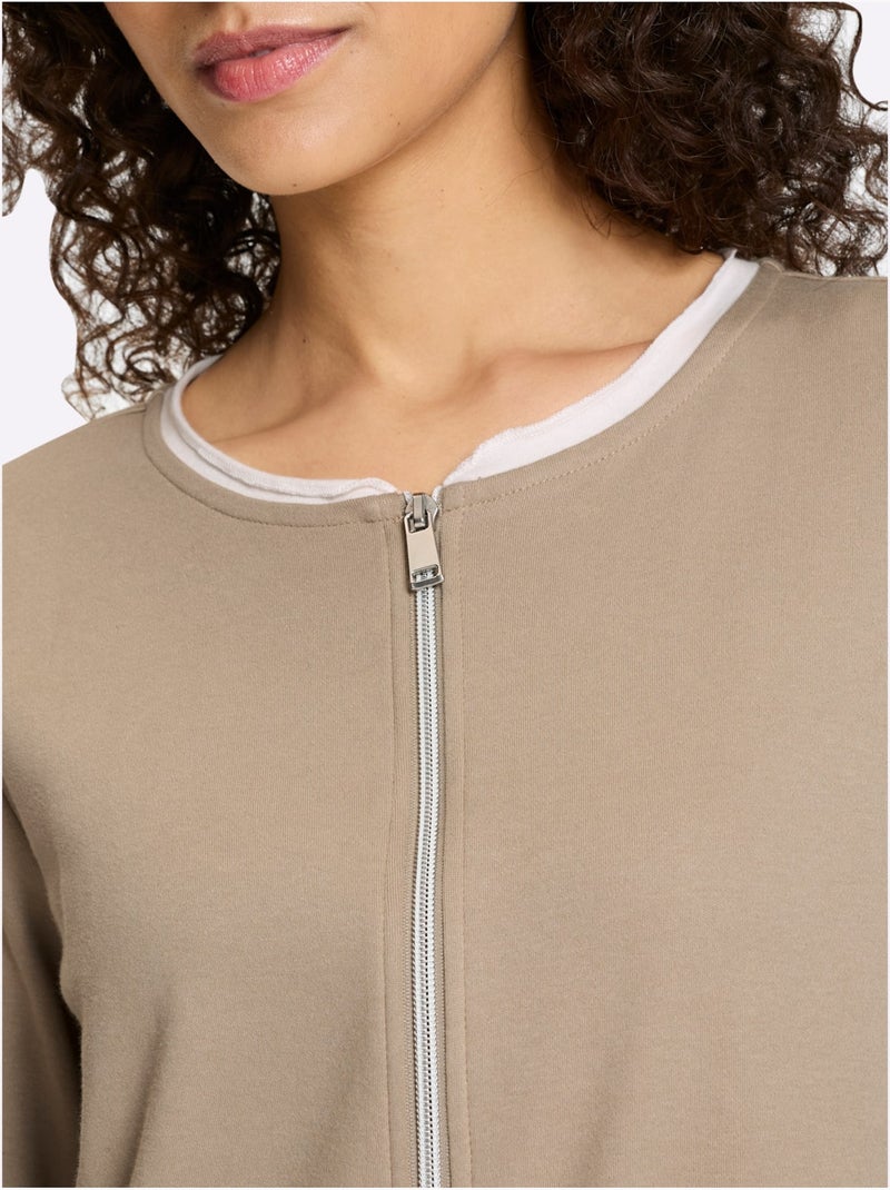 Veste Légère Bordures Larges Contrastées - Taille Standard - Helline Beige - Kiabi
