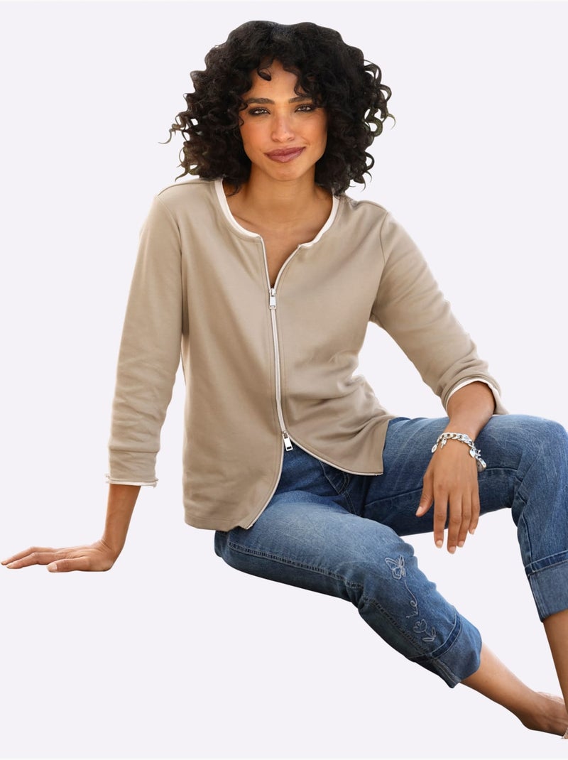 Veste Légère Bordures Larges Contrastées - Taille Standard - Helline Ivoire - Kiabi
