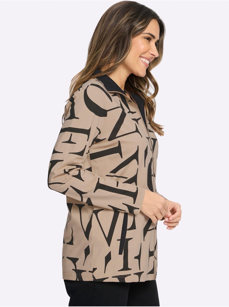 Veste Légère Col à Revers élégant - Taille Standard - Moda Vilona Noir Beige - Kiabi