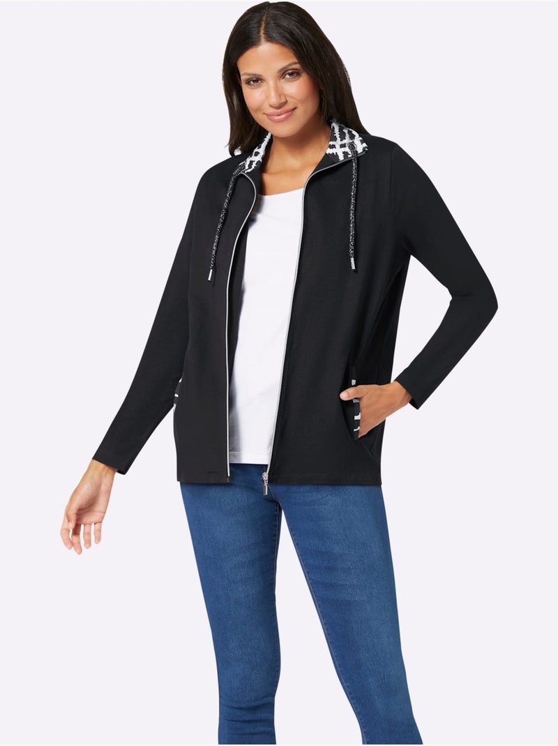 Veste Légère Col Avec Coulisse Et Lien à Nouer - Taille Standard - Moda Vilona Noir Beige Noir - Kiabi