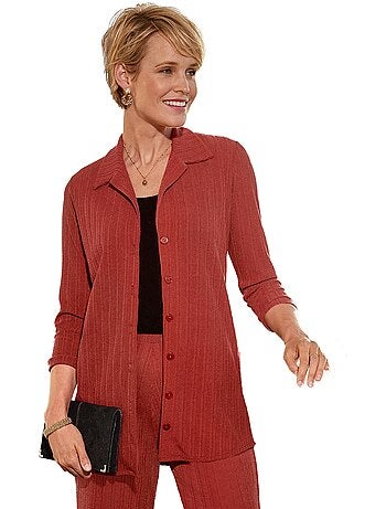 Veste légère col chemisier maille fantaisie - AFIBEL