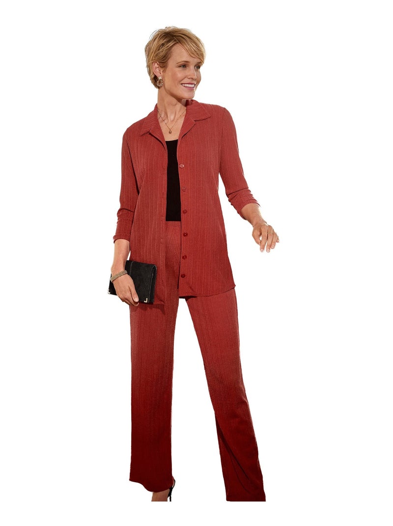Veste légère col chemisier maille fantaisie - AFIBEL Orange - Kiabi