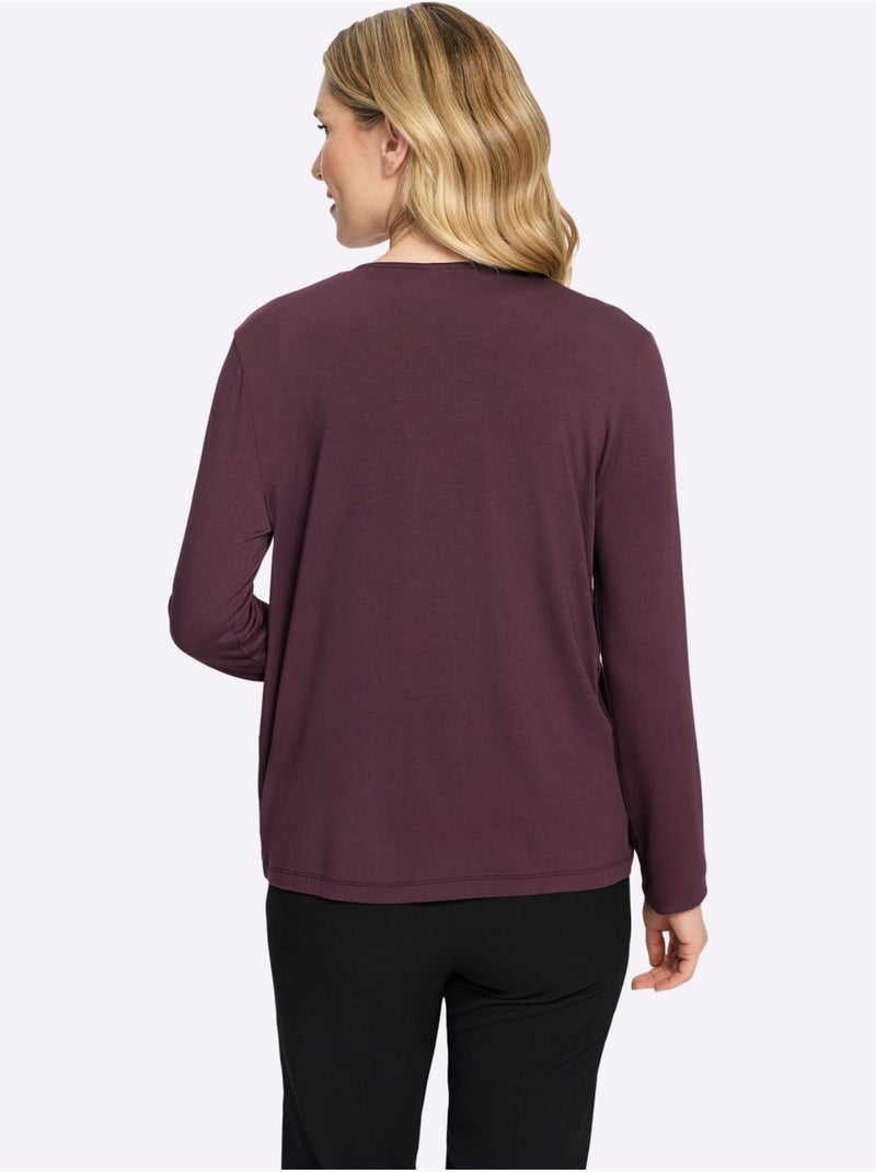 Veste Légère Coupe Ouverte Affinante - Taille Standard - Moda Vilona Noir Bordeaux - Kiabi