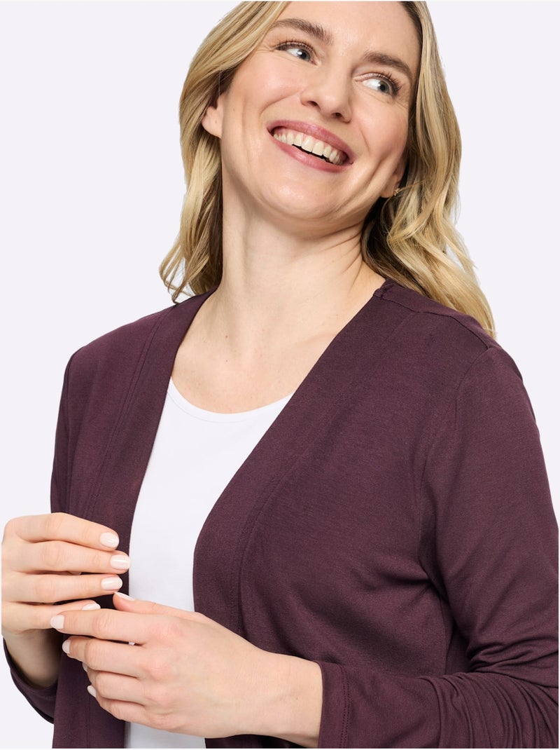 Veste Légère Coupe Ouverte Affinante - Taille Standard - Moda Vilona Noir Bordeaux - Kiabi