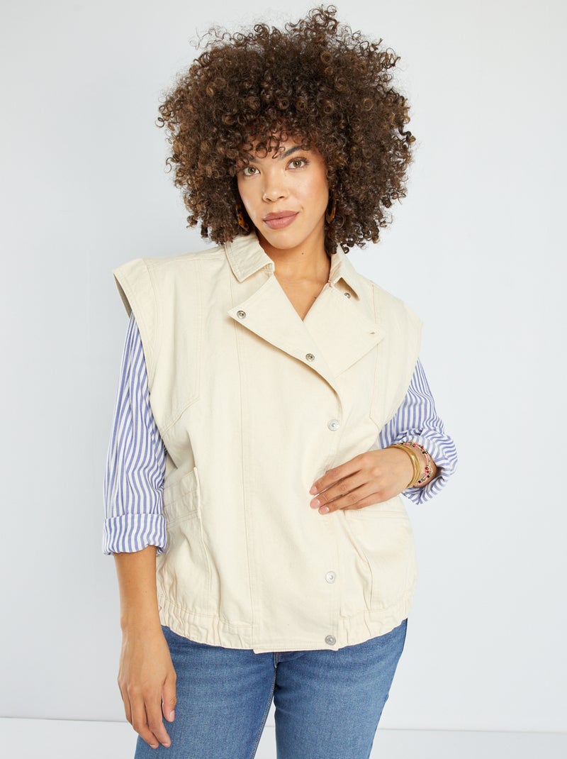 Veste Jean Cropped Roskiky Pour Femme - Shacket Denim Léger Avec Poches - 97% Coton 3% Élasthanne