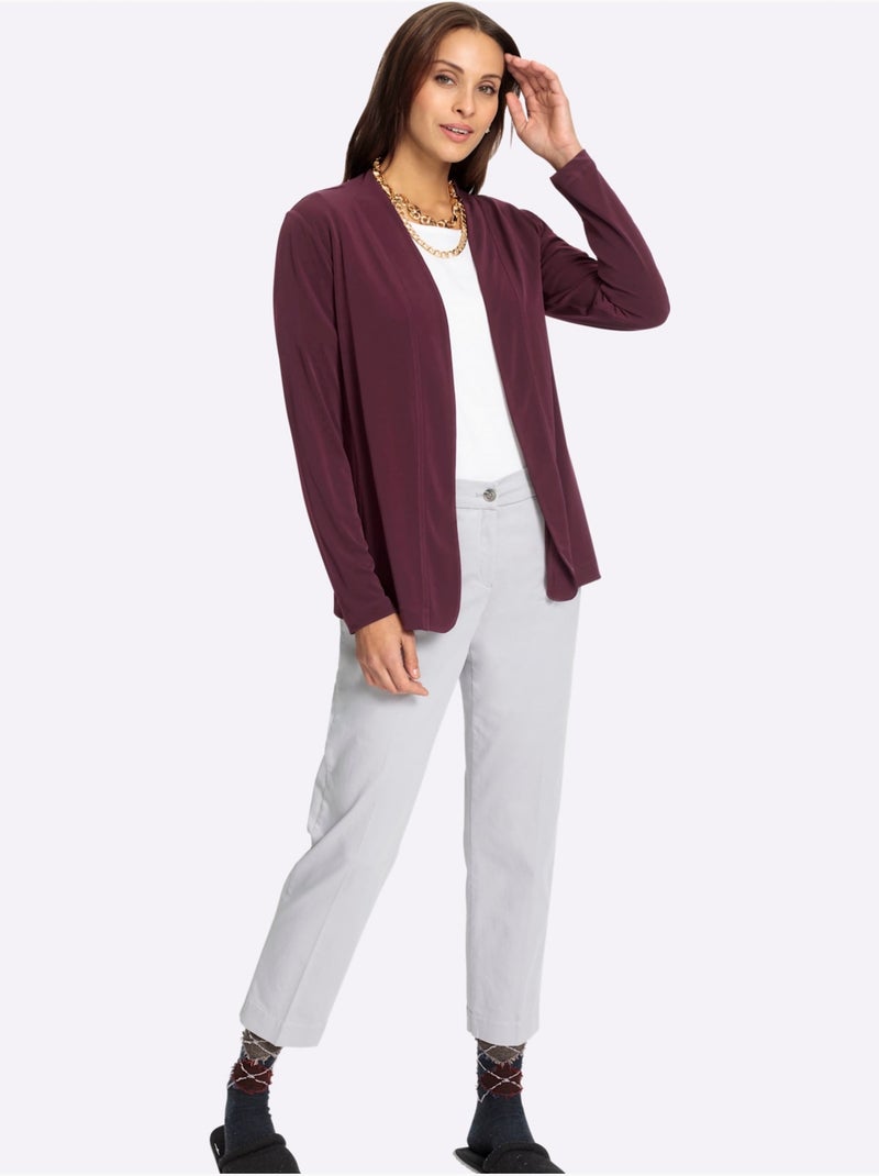 Veste légère fluide à coupe ouverte et bord arrondi - Taille standard - Witt Noir Bordeaux - Kiabi