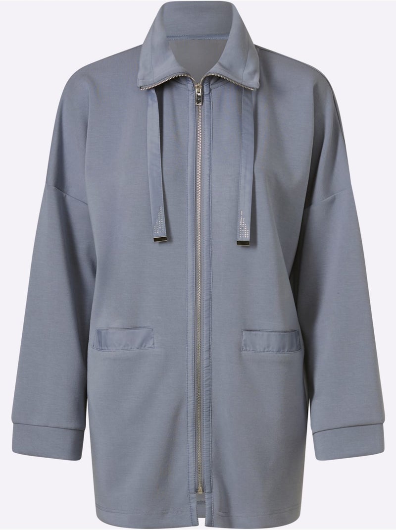Veste légère large col montant avec coulisse - taille standard - helline Gris tourterelle - Kiabi