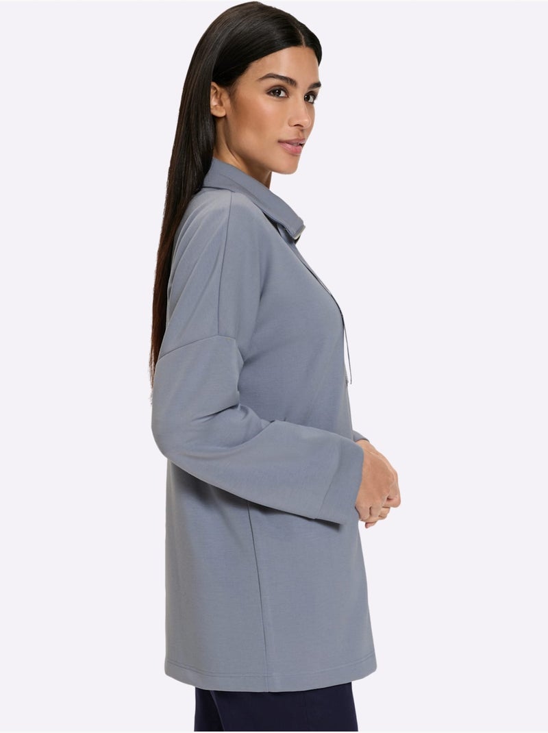 Veste légère large col montant avec coulisse - taille standard - helline Gris tourterelle - Kiabi