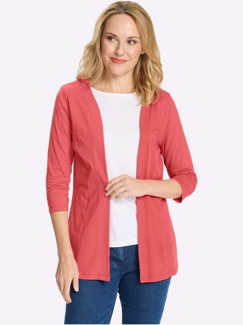 Veste légère ouverte avec coutures princesse et manches 3/4 - Taille standard - Moda Vilona Rose - Kiabi