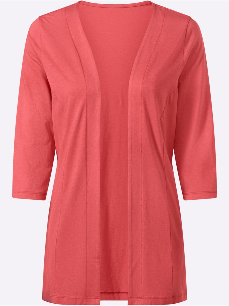 Veste légère ouverte avec coutures princesse et manches 3/4 - Taille standard - Moda Vilona Rose - Kiabi