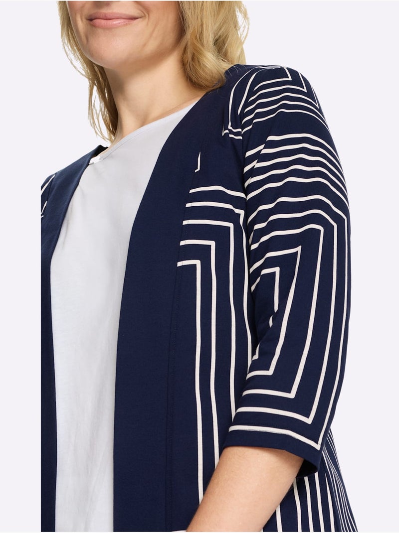 Veste Légère Pur Coton - Taille Standard - Moda Vilona Ecru/Marine - Kiabi